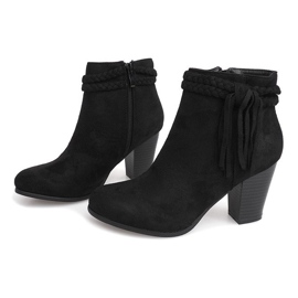 Botines de ante en una barra con flecos B324 Negro 2