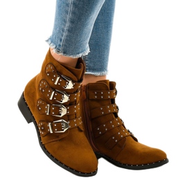 Botas de mujer marrones con hebillas A-167 marrón 1 Botas de mujer marrones con hebillas A-167 marrón 1