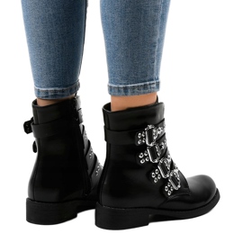 Botas planas negras de mujer con hebillas JW9 negro 3