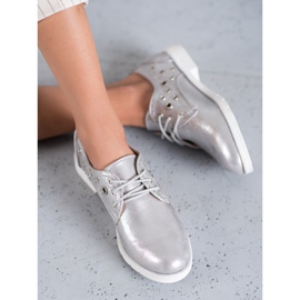SHELOVET Zapatos atados con cuero ecológico gris 3