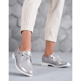 SHELOVET Zapatos atados con cuero ecológico gris 2