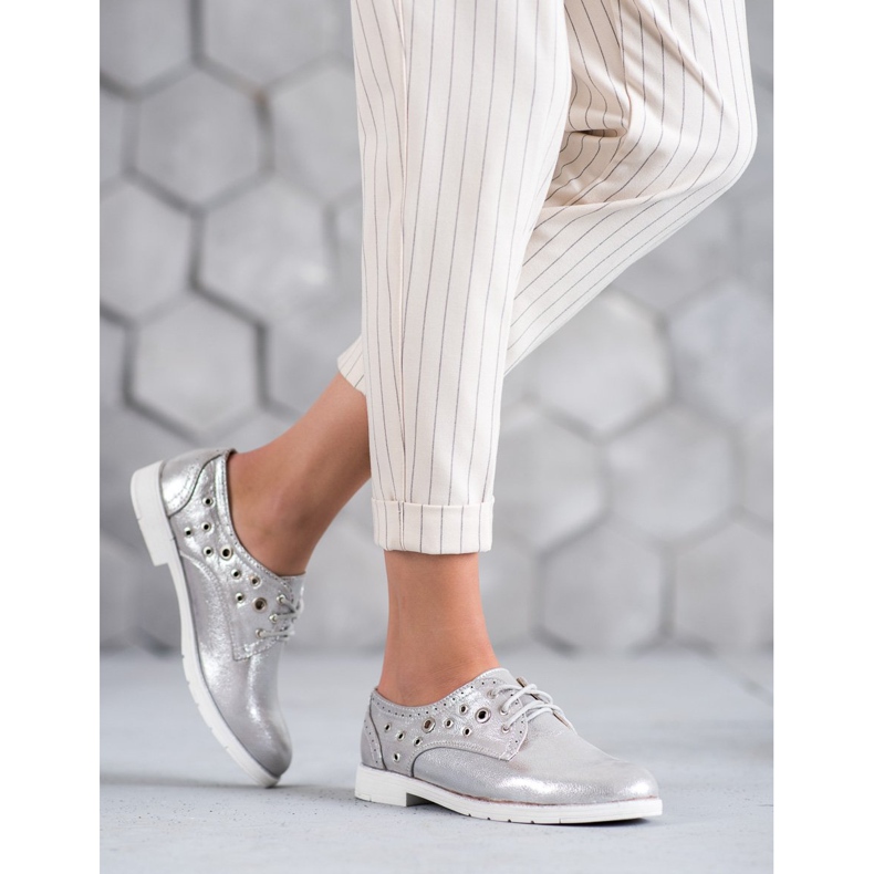 SHELOVET Zapatos atados con cuero ecológico gris 1