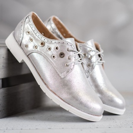 SHELOVET Zapatos atados con cuero ecológico gris 5