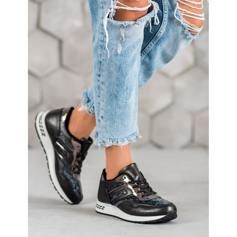 SHELOVET Zapatillas con estampado de serpiente negro 2