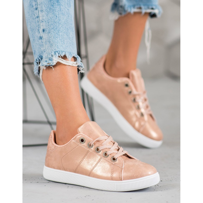 SHELOVET Zapatillas con purpurina rosado 1