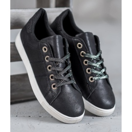 SHELOVET Zapatillas con purpurina negro 1