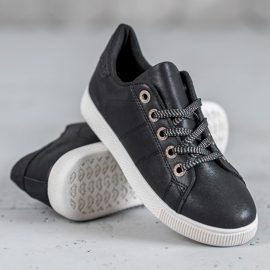 SHELOVET Zapatillas con purpurina negro 3