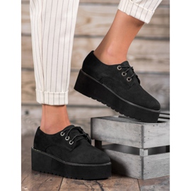 SHELOVET Zapatos de ante en la plataforma negro 3