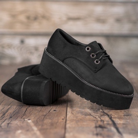 SHELOVET Zapatos de ante en la plataforma negro 5