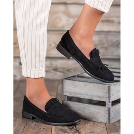 SHELOVET Mocasines con flecos negro 3