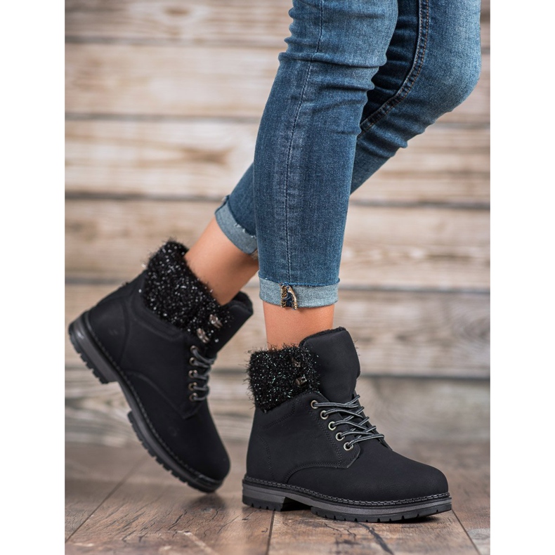 SHELOVET Tramperos con purpurina negro 1