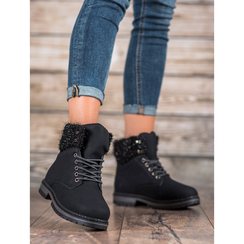 SHELOVET Tramperos con purpurina negro 2