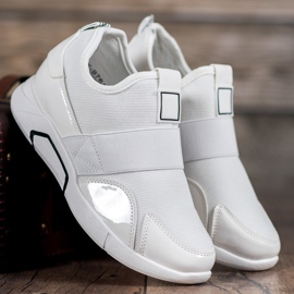 Ideal Shoes Zapatillas sin cordones de moda blanco 1