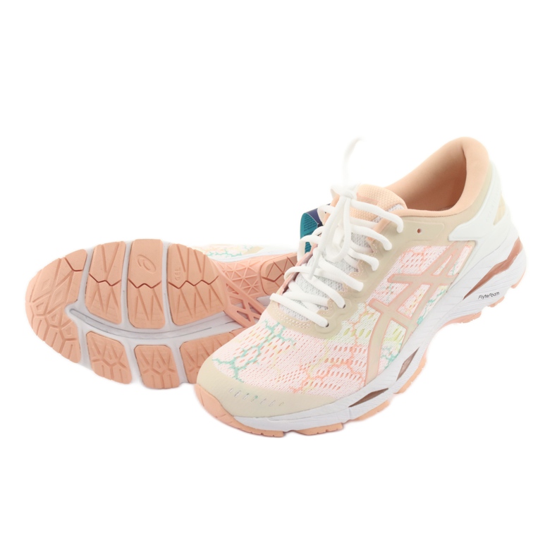 Zapatillas de running Asics gel Kayano 24 Lite Show W T8A9N-0101 blanco marrón naranja verde 4