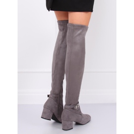 Botas mosqueteras con tacones bajos gris YL-151 Gris 4