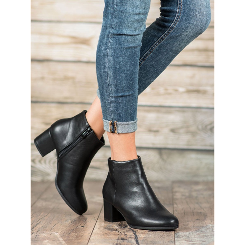 SHELOVET Botas clásicas de cuero ecológico negro 2