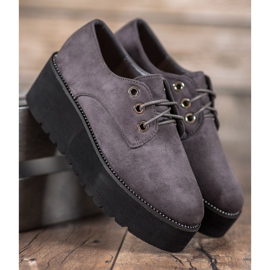 SHELOVET Zapatos de ante en la plataforma gris 2