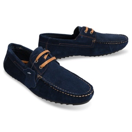 Mocasines de Piel con Cordones SH57 Azul Marino 2