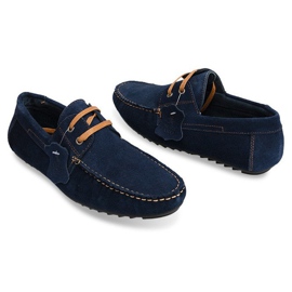 Mocasines de Piel con Cordones SH57 Azul Marino 3
