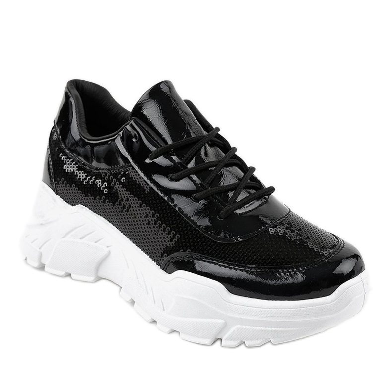 Deportivas negras con lentejuelas W-3118 negro 1