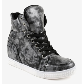 Deportivas negras con cuñas con cordones ON001 negro 1 Deportivas negras con cuñas con cordones ON001 negro 1