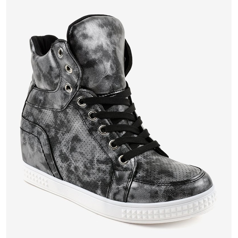 Deportivas negras con cuñas con cordones ON001 negro 1 Deportivas negras con cuñas con cordones ON001 negro 1