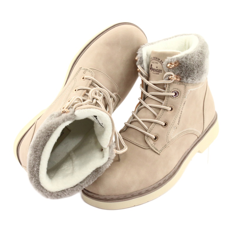 American Club American Boots Lace Women's -up beige RH47 6
