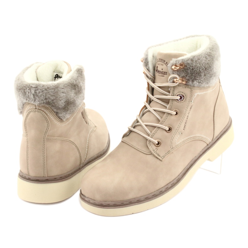American Club American Boots Lace Women's -up beige RH47 4