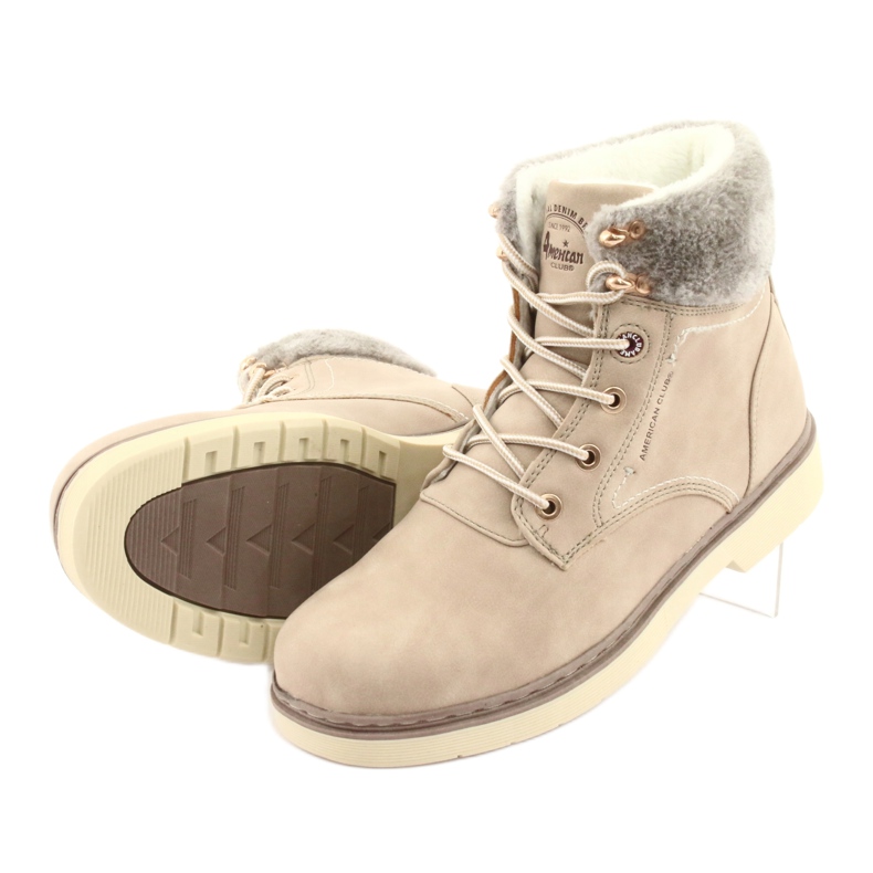 American Club American Boots Lace Women's -up beige RH47 5