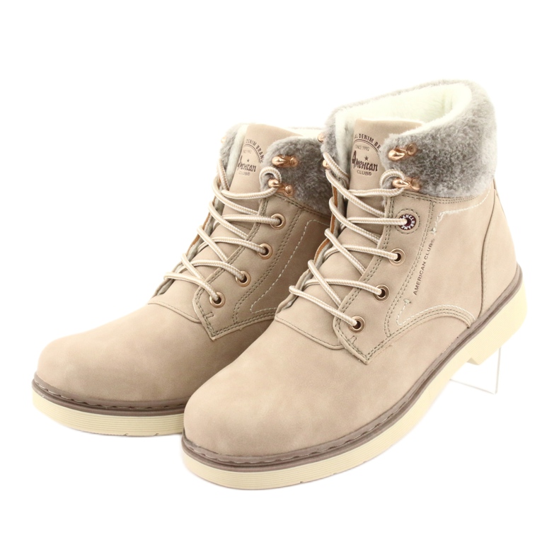 American Club American Boots Lace Women's -up beige RH47 3