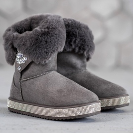 SHELOVET Botas de nieve con circonita cúbica gris 4