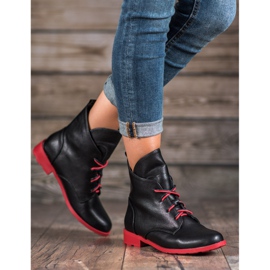 Filippo Botas con cordones con cuero ecológico negro 2