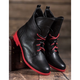 Filippo Botas con cordones con cuero ecológico negro 4