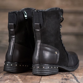 Seastar Botas de tacón plano negro 4