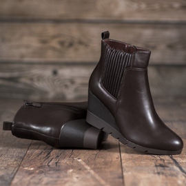 SHELOVET Botas de cuña marrón 4