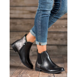 Bella Paris Botas clásicas con circonita cúbica negro 4