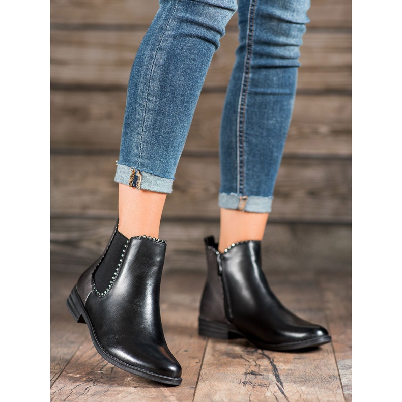 Bella Paris Botas clásicas con circonita cúbica negro 1