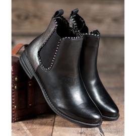 Bella Paris Botas clásicas con circonita cúbica negro 3
