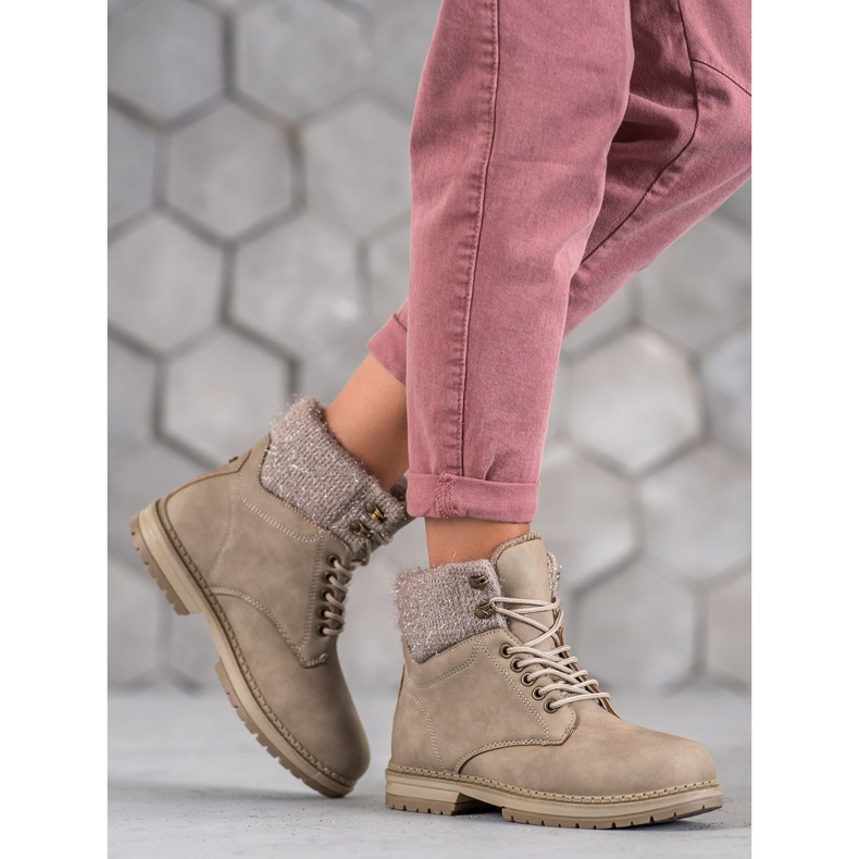 SHELOVET Tramperos con purpurina beige 2