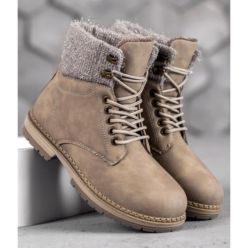 SHELOVET Tramperos con purpurina beige 1