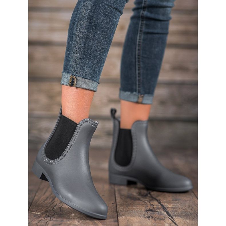 SHELOVET Botas de lluvia sin cordones gris 1