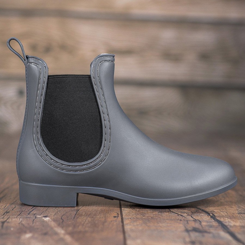 SHELOVET Botas de lluvia sin cordones gris 2