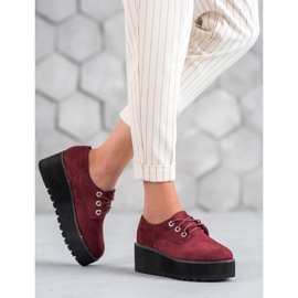 SHELOVET Zapatos de ante en la plataforma rojo 2