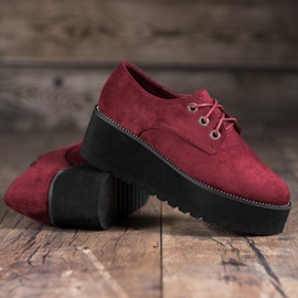 SHELOVET Zapatos de ante en la plataforma rojo 4