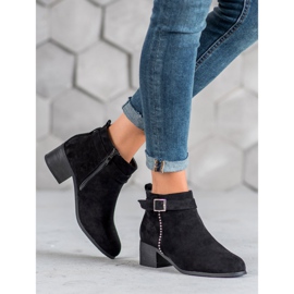 SHELOVET Botas de ante de tacón alto negro 2