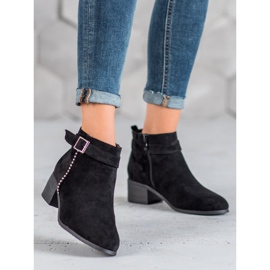 SHELOVET Botas de ante de tacón alto negro 1