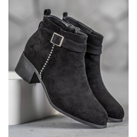 SHELOVET Botas de ante de tacón alto negro 5