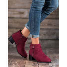 SHELOVET Botas de ante de tacón alto rojo 5