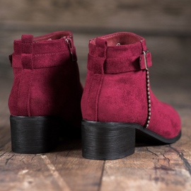 SHELOVET Botas de ante de tacón alto rojo 3