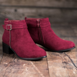 SHELOVET Botas de ante de tacón alto rojo 4
